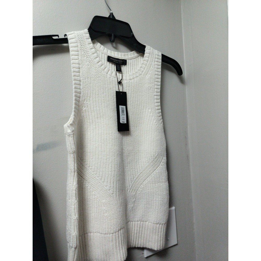 NWT Banana Republic Cream  Organic Cotton Sweater Vest Size XXS Women's Petite